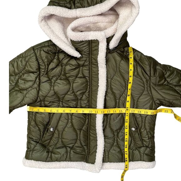 BLANK NYC Olive Green Quilted Faux Fur Line Hooded Jacket Size M - Picture 12 of 12